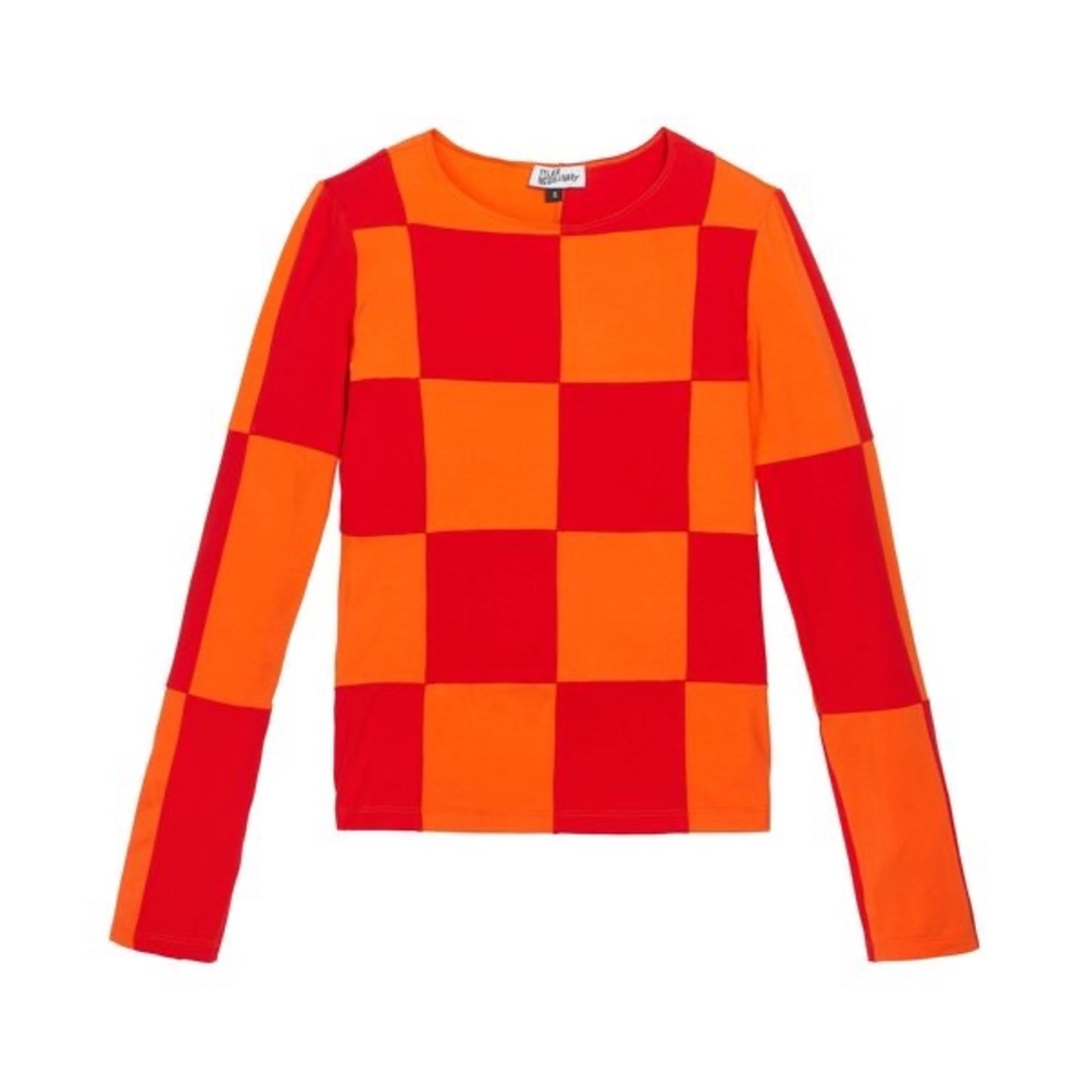 Tyler McGillivary - Emma Top in Red/Orange Checkerboard